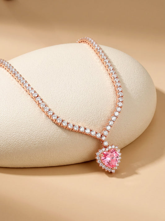Rose Gold Heart Empress Necklace