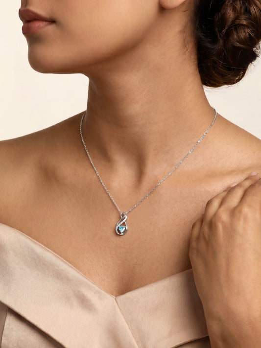 Silver Sea of Love Pendant with Link Chain