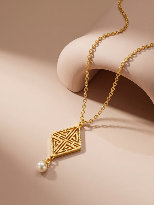 Golden Stay With Me Pendant With Link Chain