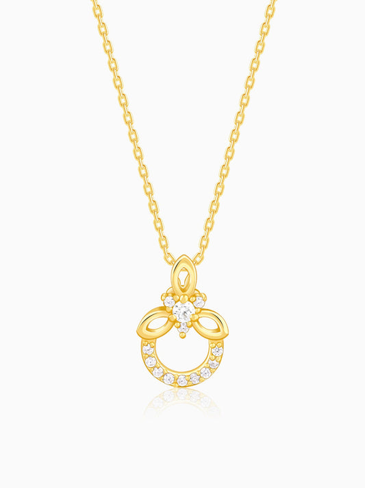 Golden Adoring Floral Pendant With Link Chain