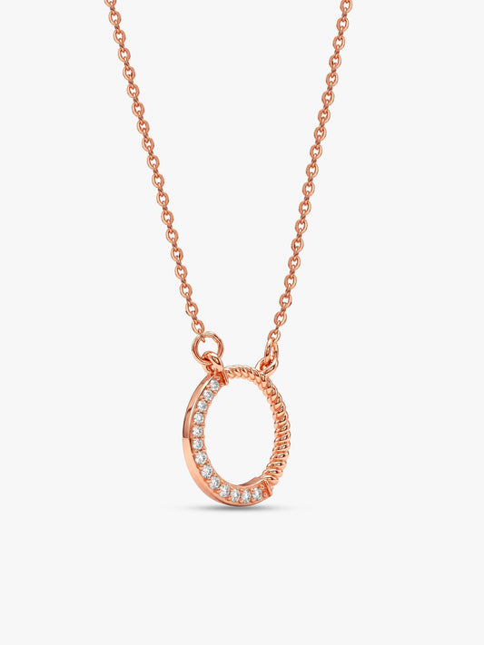 Rose Gold Gleaming Circle Necklace