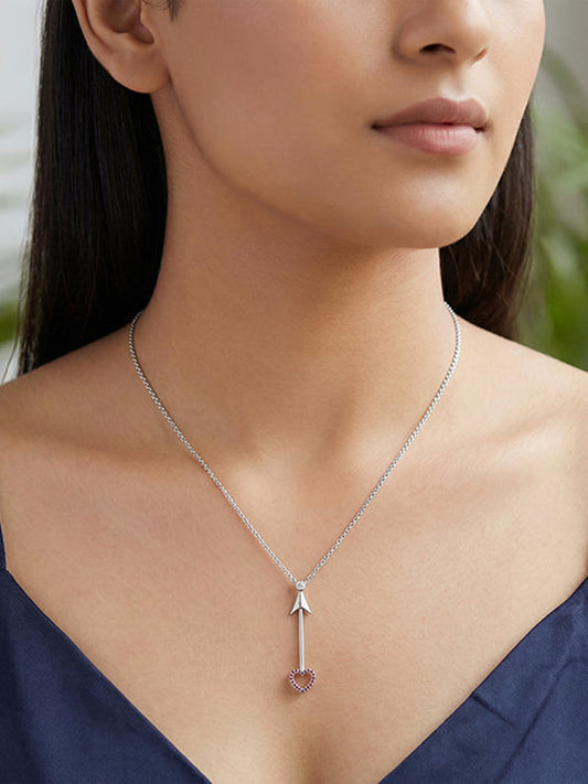 Silver Arrow of Love Necklace