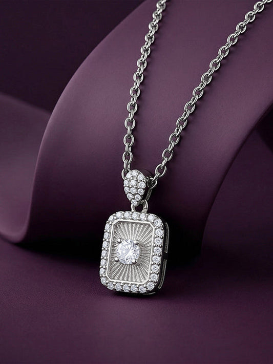 Silver Aurelia Starburst Locket Pendant With Link Chain