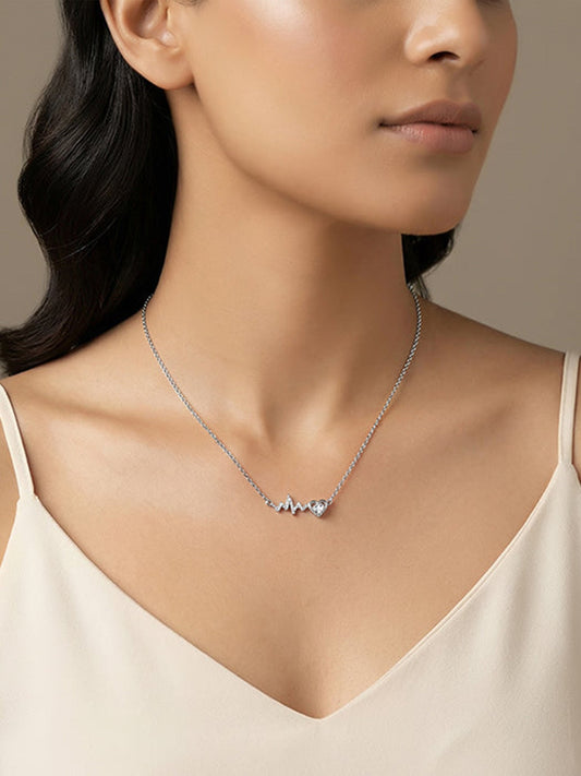 Silver Pulse of Love Necklace