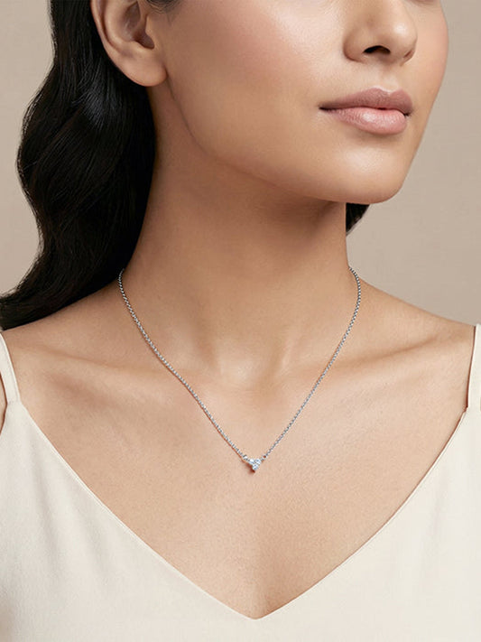 Silver Clover Crystal Necklace