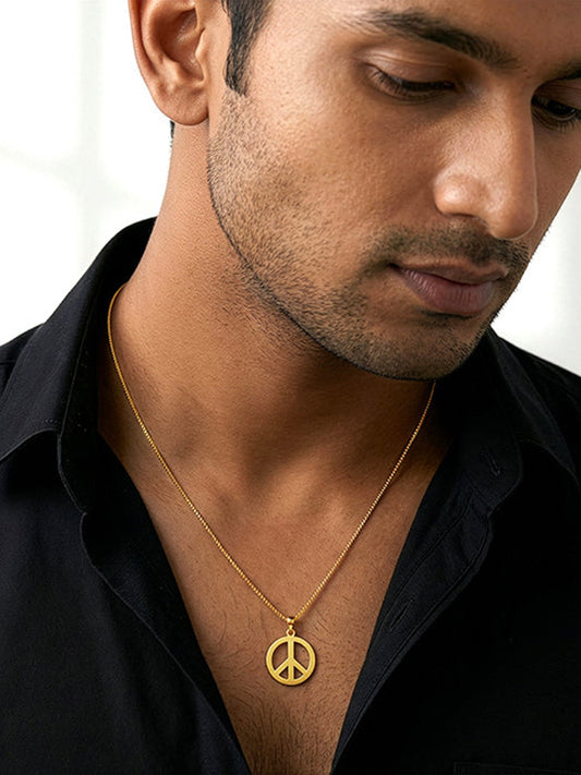 Golden Heavenly Peace Pendant With Box Chain For Him