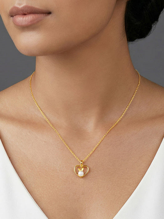 Golden Nicole Pearl Pendant With Link Chain