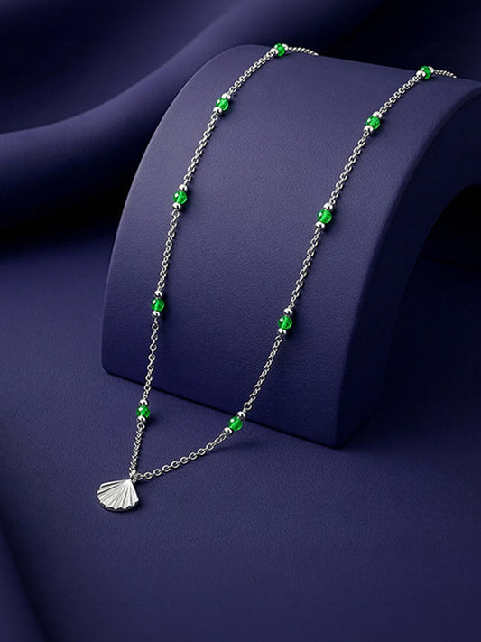 Silver Aqua Shell Necklace