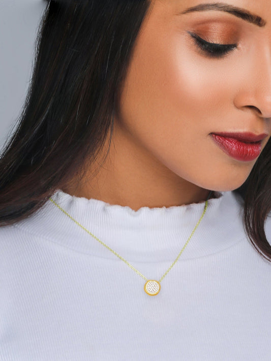 Golden Studded Disk Necklace