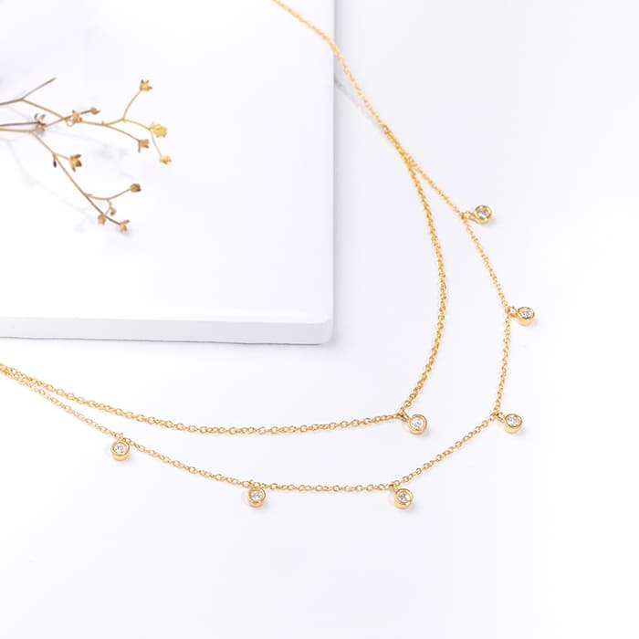 Golden Dual Layer Zircon Necklace – GIVA