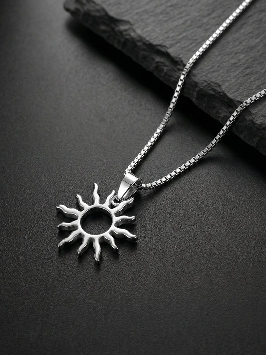 Silver Sunny Side Pendant With Link Chain For Him