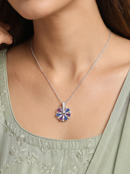 Silver Phool Dhamaka Pendant With Link Chain
