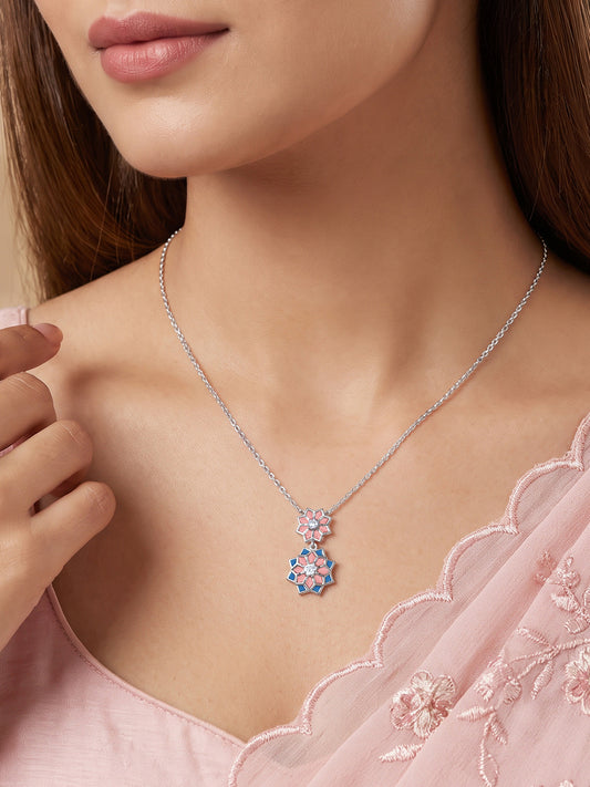 Silver Rangoli Glow Necklace