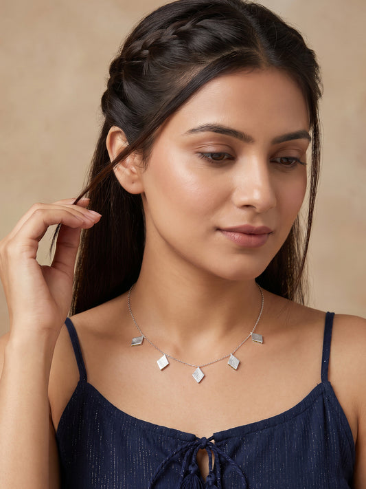 Silver Kaju Katli Necklace