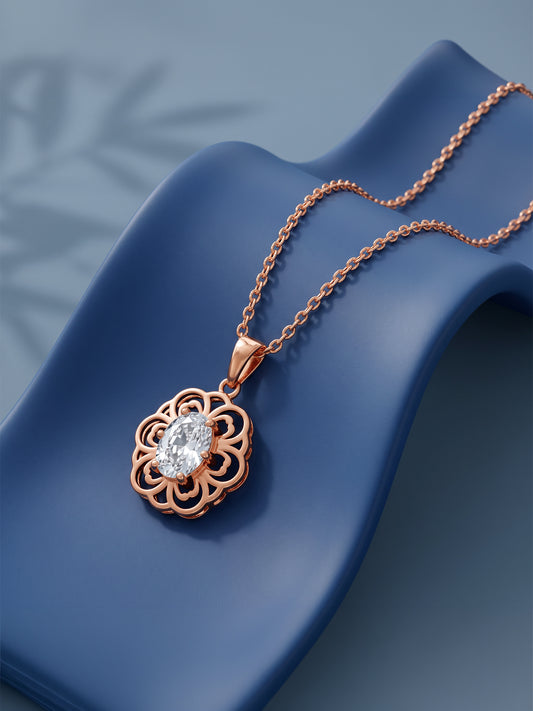Rose Gold Sabina Pendant With Link Chain