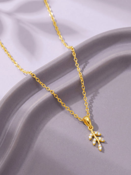 Golden Daphne Branch Pendant with Link Chain