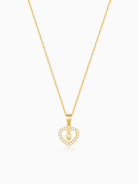 Golden Love Droplet Pendant With Link Chain