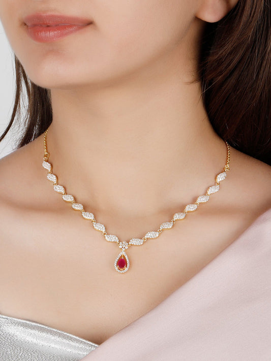 Golden Cherry Pink Necklace