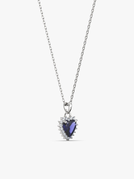 Silver Heart Of The Ocean Pendant With Link Chain