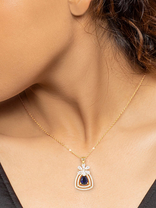 Golden Forever In Blue Pendant With Link Chain
