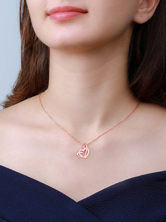 Rose Gold Double Trouble Heart Pendant With Link Chain