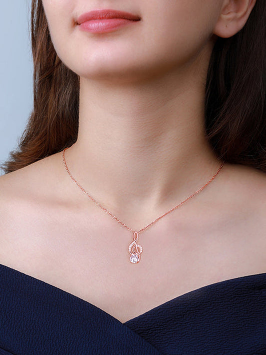Rose Gold Clef Pendant With Link Chain