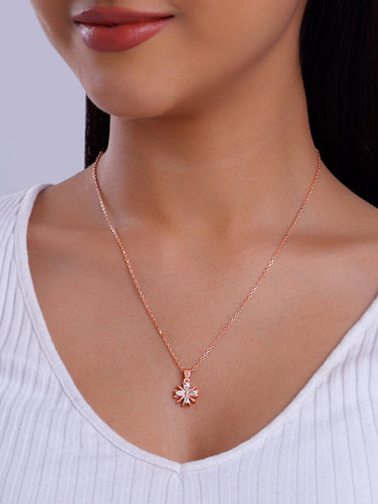 Rose Gold Floral Dreams Pendant With Link Chain