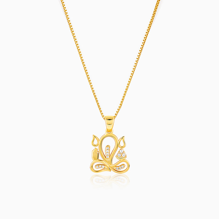 Gold Chain Ganesh Locket Golden Gleaming Ganesha Pendant