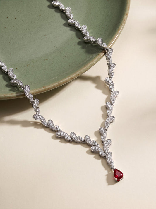 Silver Ruby Detail Necklace