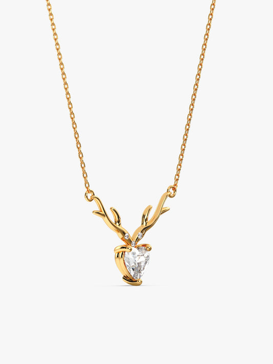 Silver Deer Heart Necklace