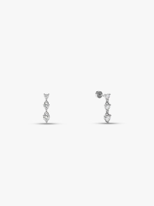 Silver Heart Drop Ear Piercings