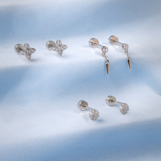 Silver Kaelin Ear Piercings Set