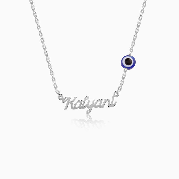 Silver Evil Eye Personalised Name Necklace - Main Image