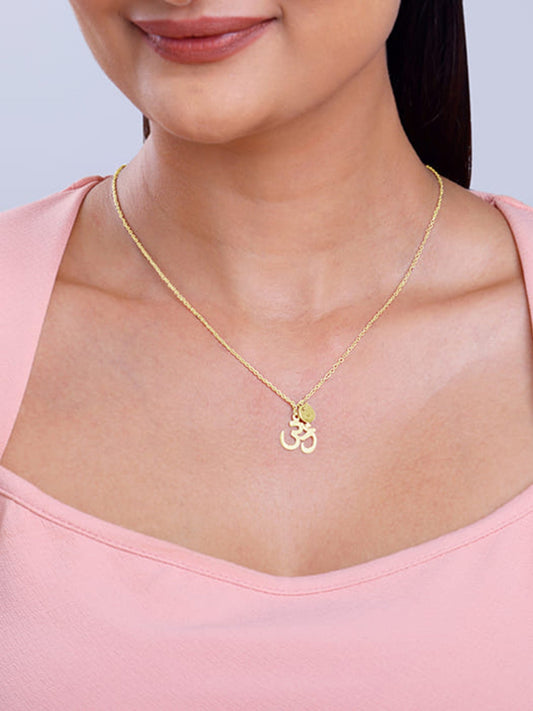 Golden Personalised Om Pendant With Link Chain
