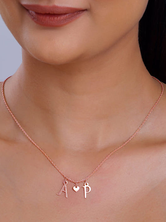 Rose Gold Personalised Love Initials Necklace