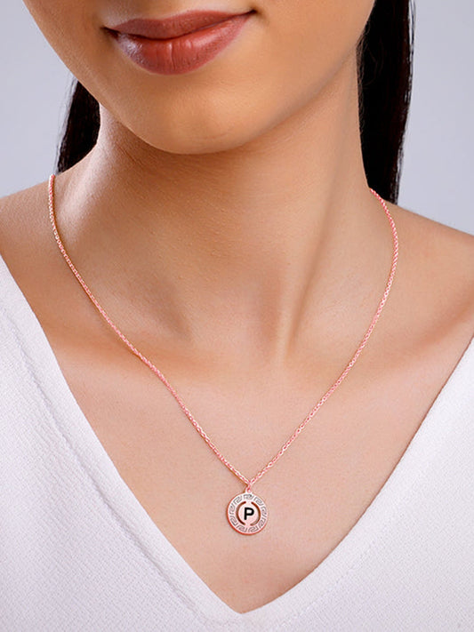Rose Gold Personalised Initial Grace Pendant with Link Chain