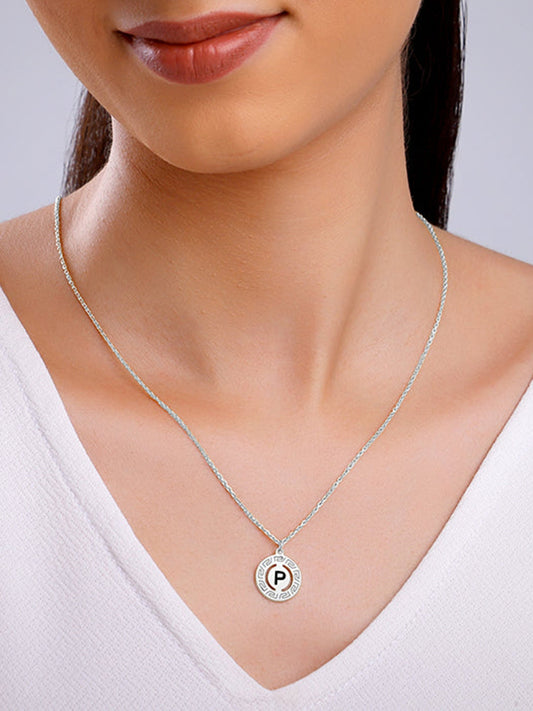 Silver Personalised Initial Grace Pendant with Link Chain