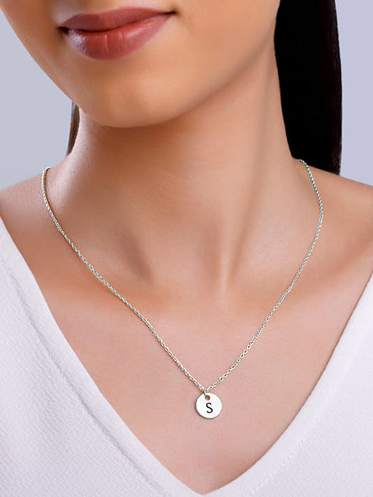 Silver Personalised Classic Initial Pendant with Link Chain