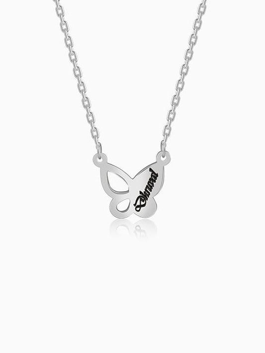 Silver Personalised Butterfly Necklace