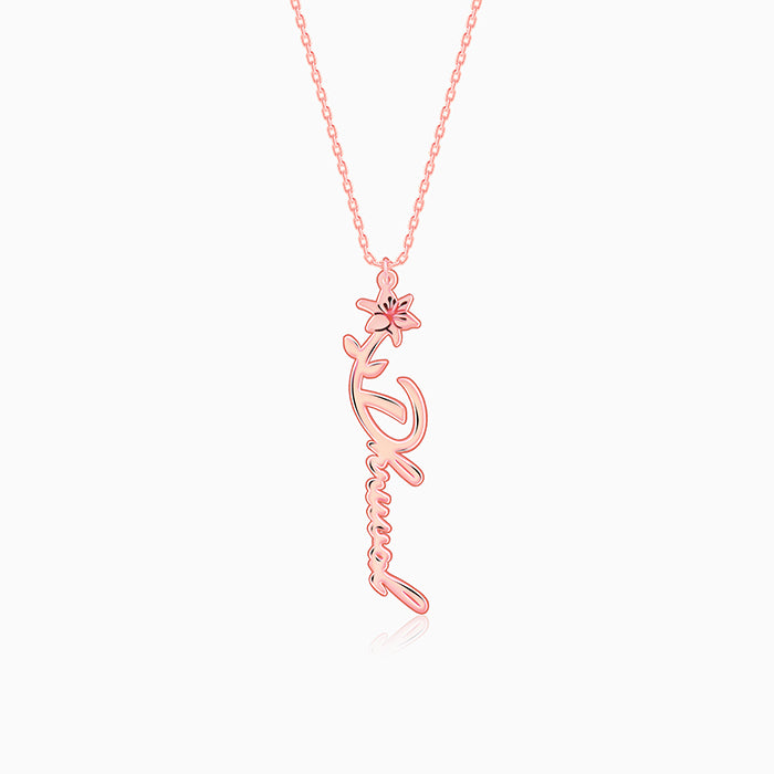 Buy Rose Gold Personalised Flower Name Pendant Online GIVA