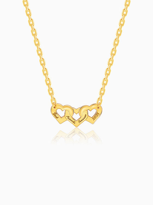 Golden Personalised Triple Heart BFF Necklace