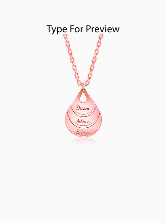 Rose Gold Personalised Dreamy Teardrop Pendant With Link Chain