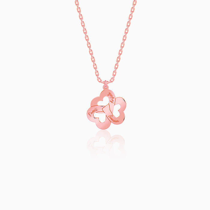 Rose Gold Personalised Floral Love Name Necklace