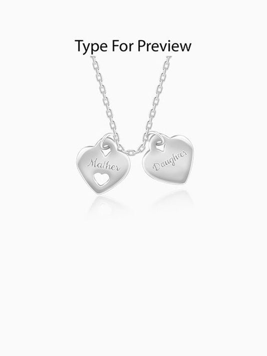Silver Dual Heart Name Personalised Necklace