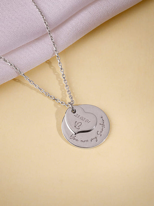 Silver Personalised Heart Message Necklace
