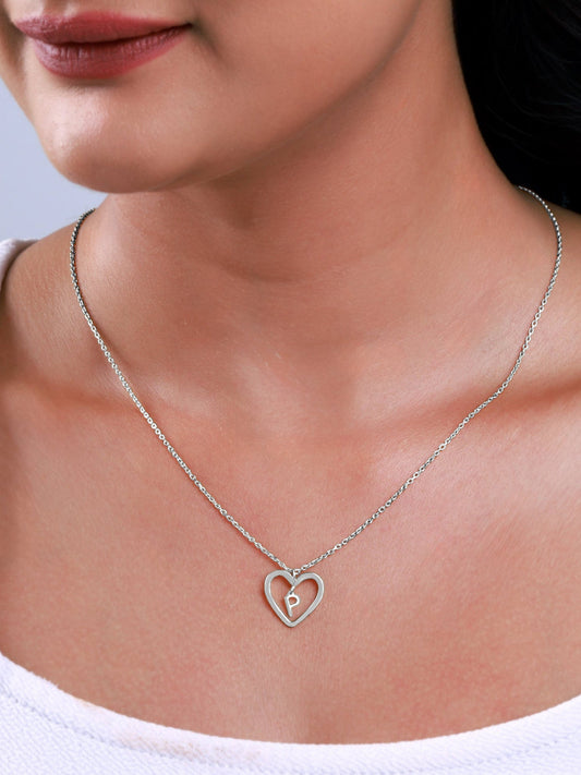 Silver Personalised Heart of Initial Pendant