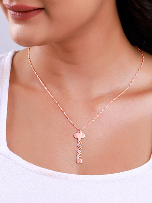 Rose Gold Personalised Key Pendant