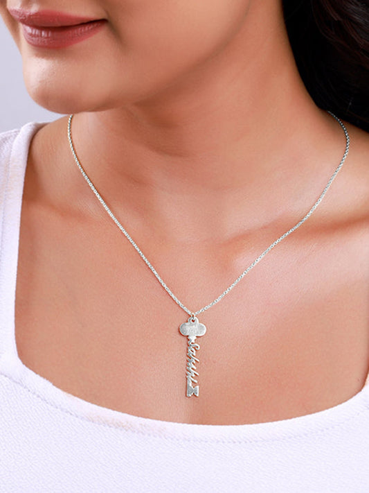 Silver Personalised Key Pendant