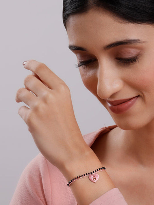 Rose Gold Personalised Heartfelt Initial Mangalsutra Bracelet