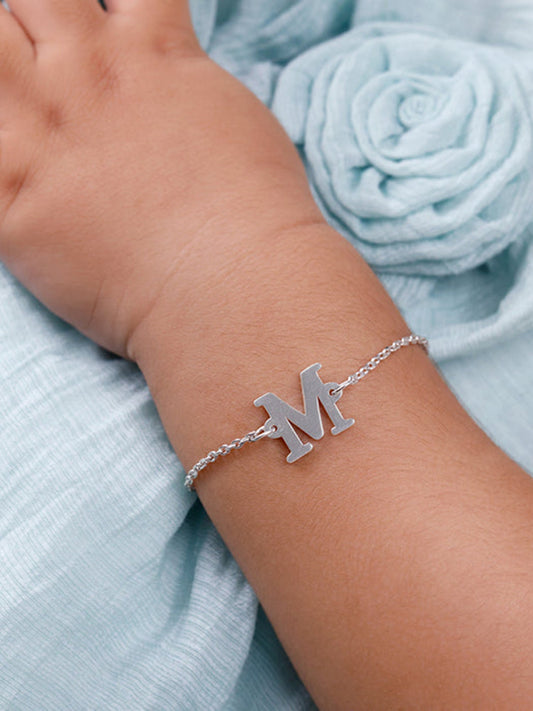 Silver Personalised Initial Kids Bracelet (0 - 2 Years)